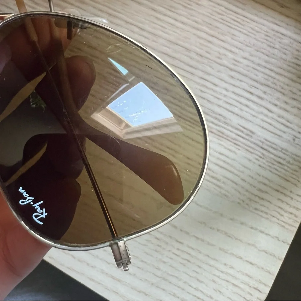 Ray-Ban Gold Frame Sunglasses with Brown Lenses